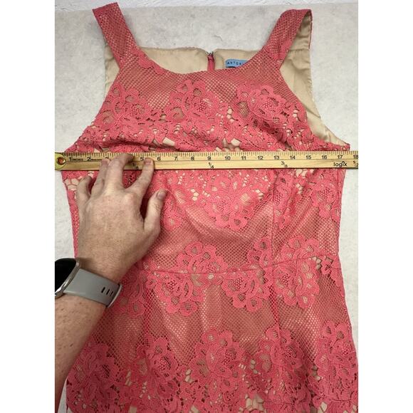 Antonio Melani Dress Womens Size 8 Coral Lace Sheath Sleeveless Zip Lined - Picture 6 of 9